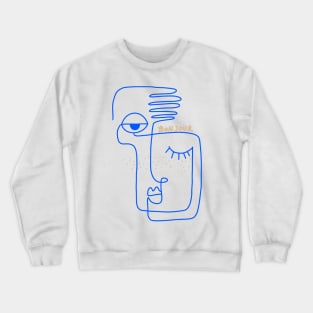 Abstract One line face Picasso style and Bonjour Crewneck Sweatshirt